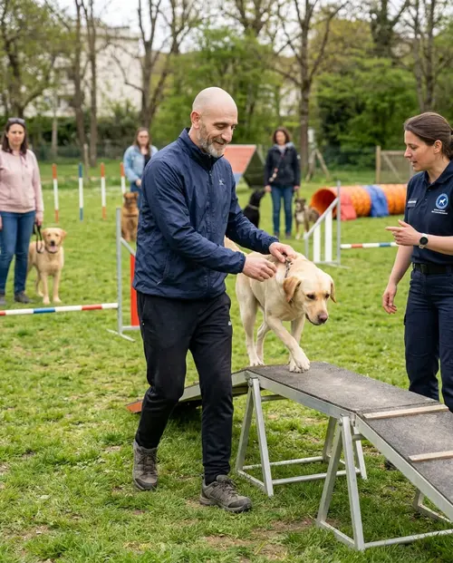 Un moment d’apprentissage avec un chien