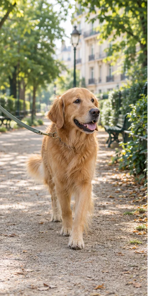 Illustration : un chien adulte en promenade